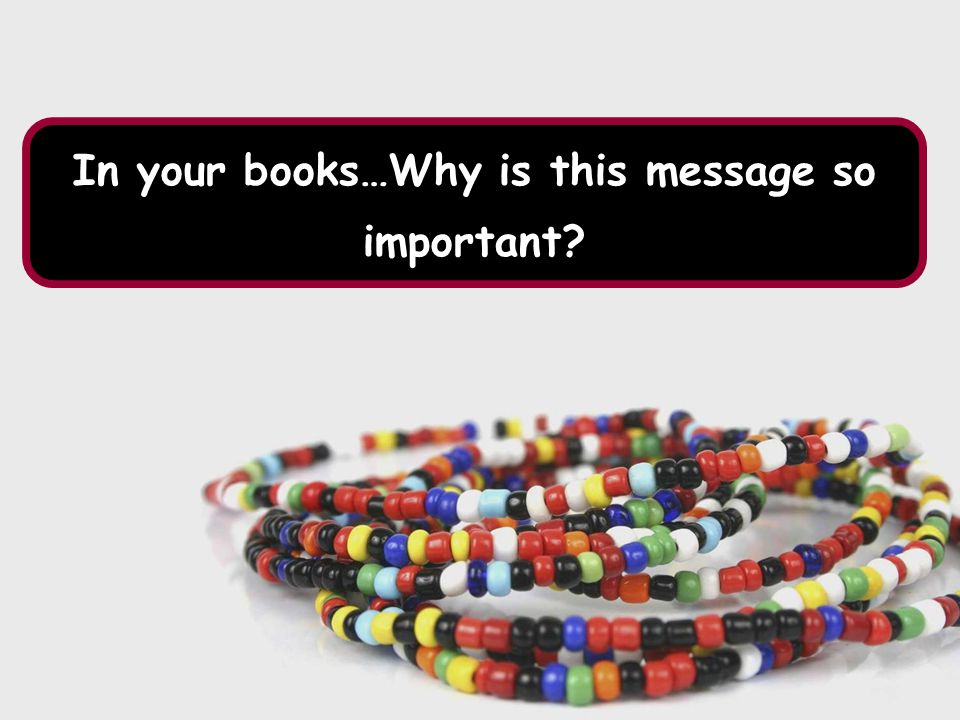 In your books…Why is this message so important