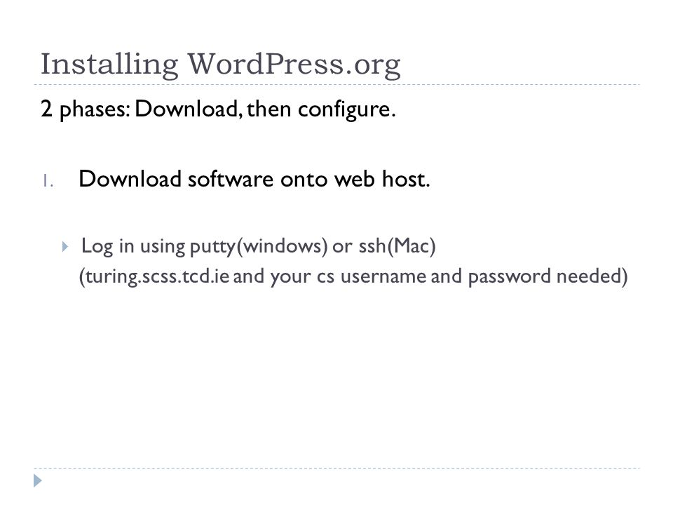 download and install wordpress putty