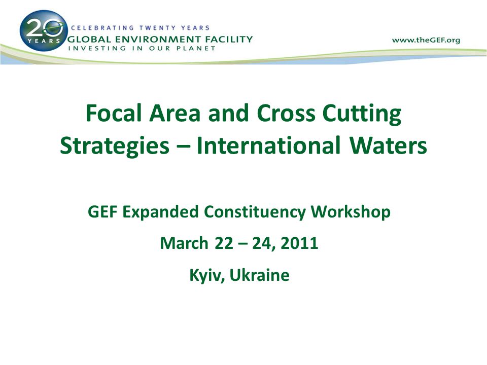 Focal Area and Cross Cutting Strategies – International Waters GEF Expanded Constituency Workshop March 22 – 24, 2011 Kyiv, Ukraine