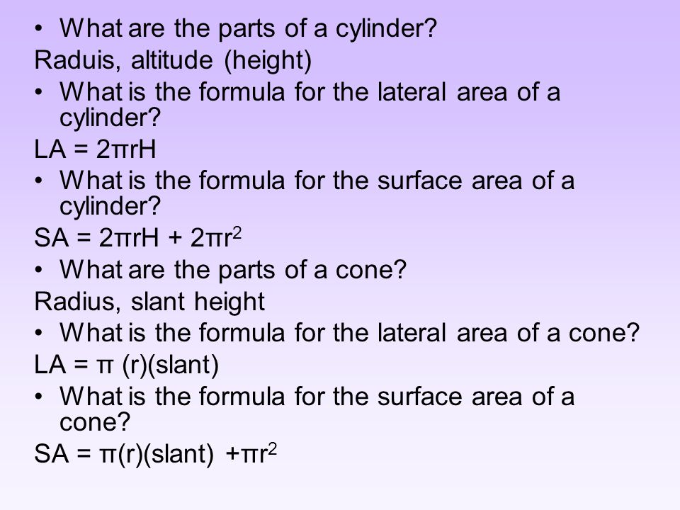 What are the parts of a cylinder.