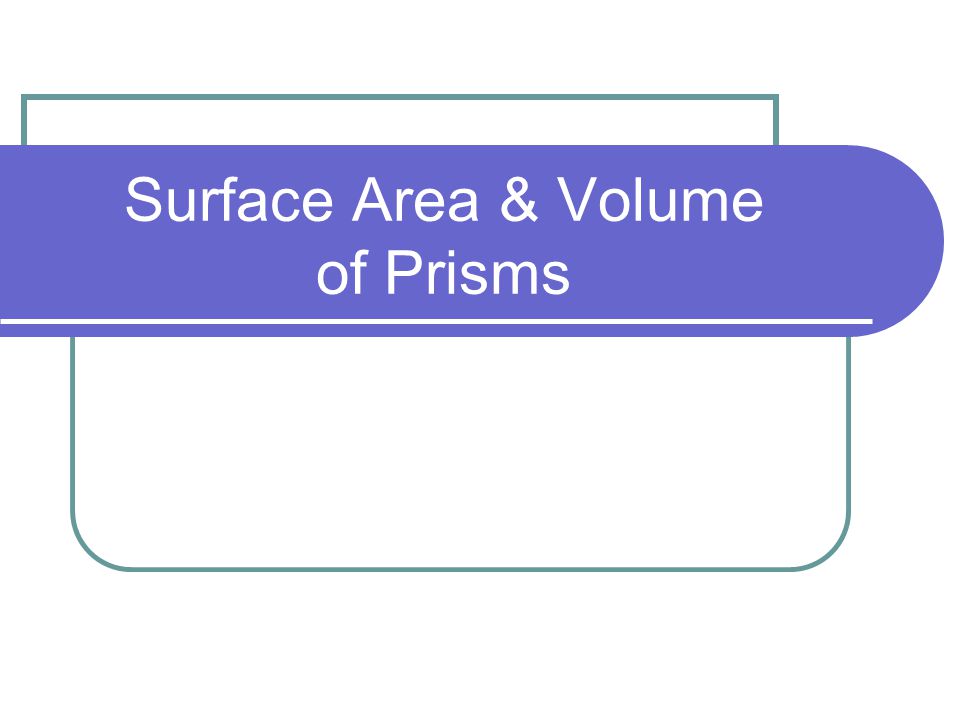 Surface Area & Volume of Prisms