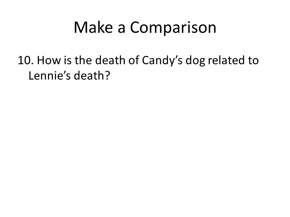 Make a Comparison 10. How is the death of Candy’s dog related to Lennie’s death