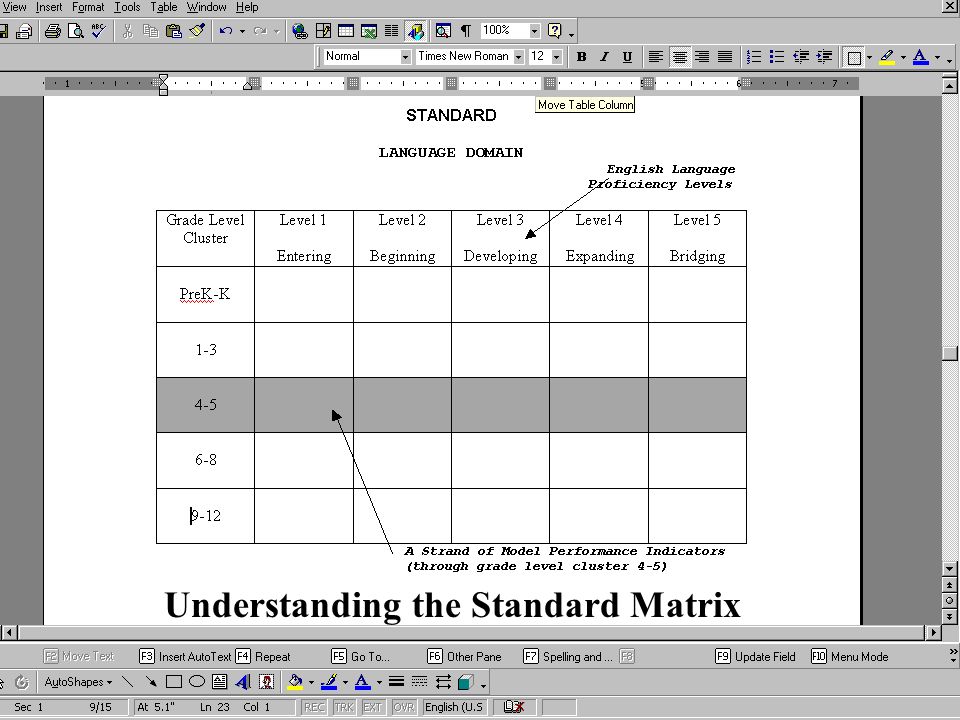 LAYOUT AND DESIGN Matrix 5 English language proficiency levels Model performance indicators (MPI)  MPI is a sample of what an ELL should know and be able to do at a given level Focus on language skill