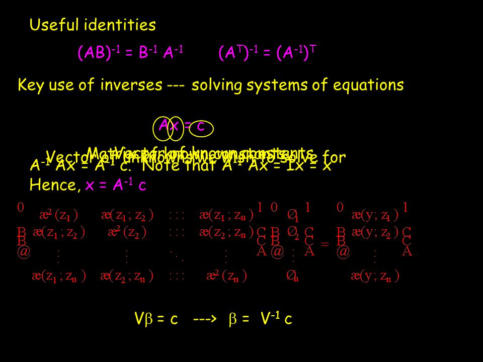 Lecture 10a Matrix Algebra Matrices An Array Of Elements Vectors Column Vector Row Vector Square Matrix Dimensionality Of A Matrix R X C Rows X Columns Ppt Download