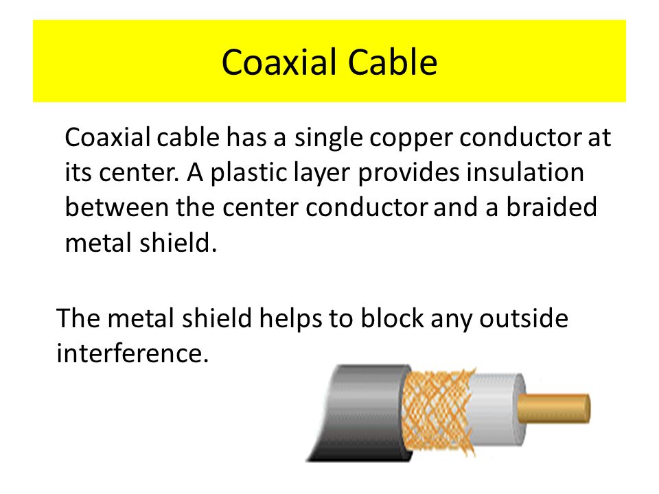 Coaxial cable has a single copper conductor at its center.