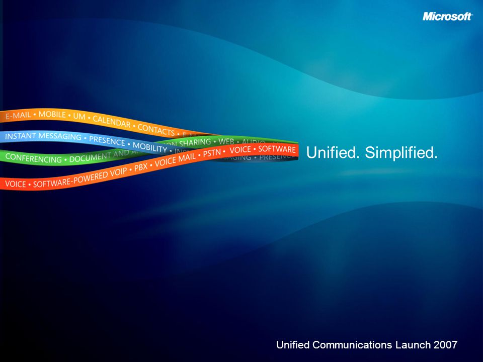 Unified. Simplified. Unified Communications Launch 2007