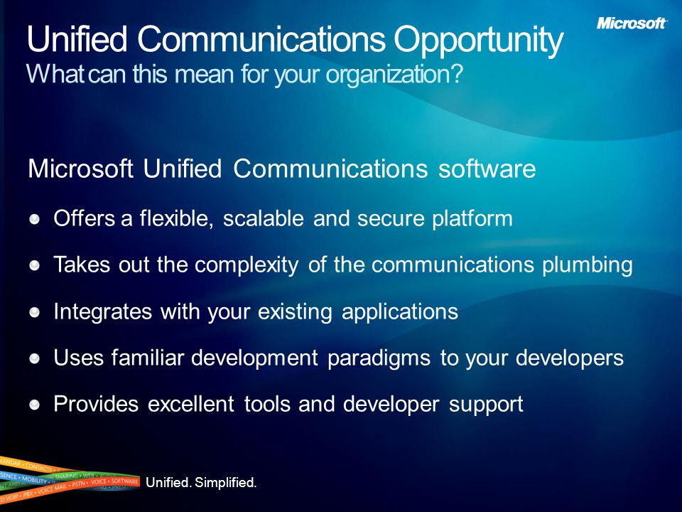 Unified. Simplified. Unified Communications Opportunity What can this mean for your organization.