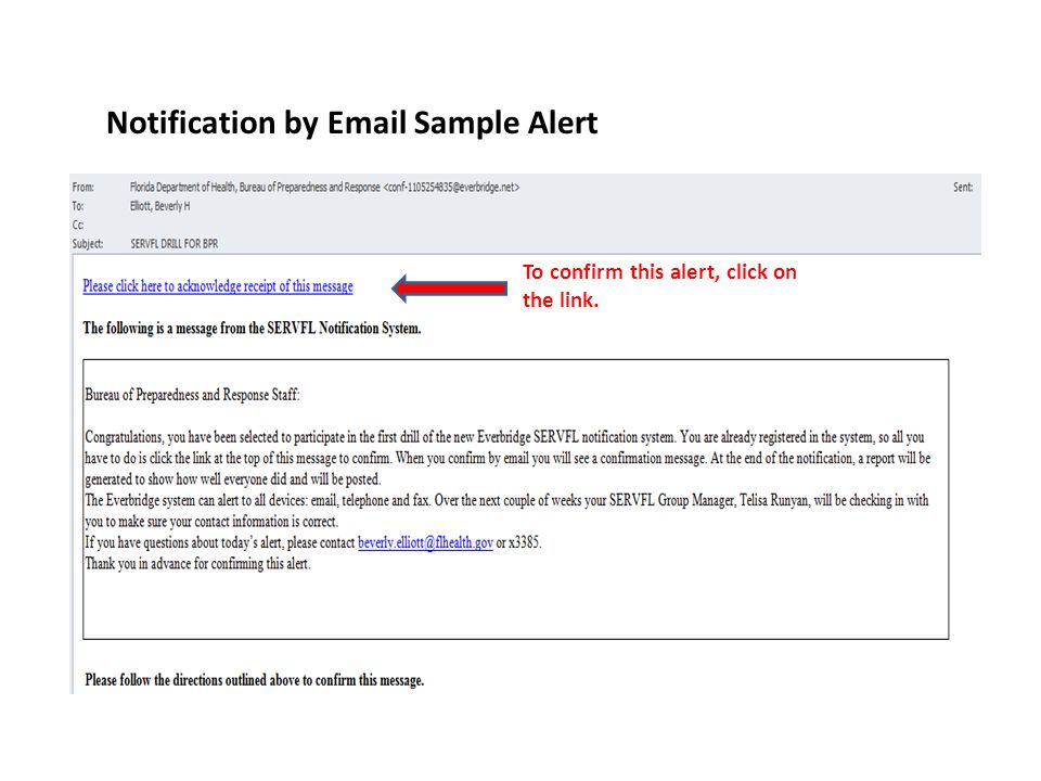 Notification by  Sample Alert To confirm this alert, click on the link.