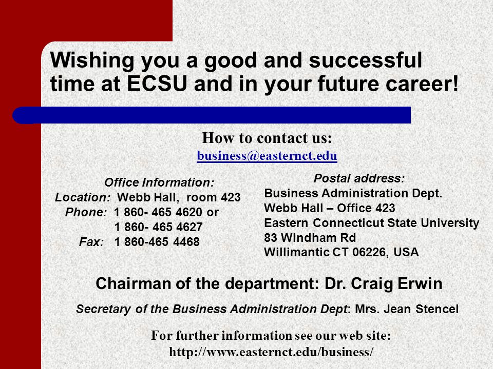 WELCOME TO THE ECSU, School of Education and Professional Studies.