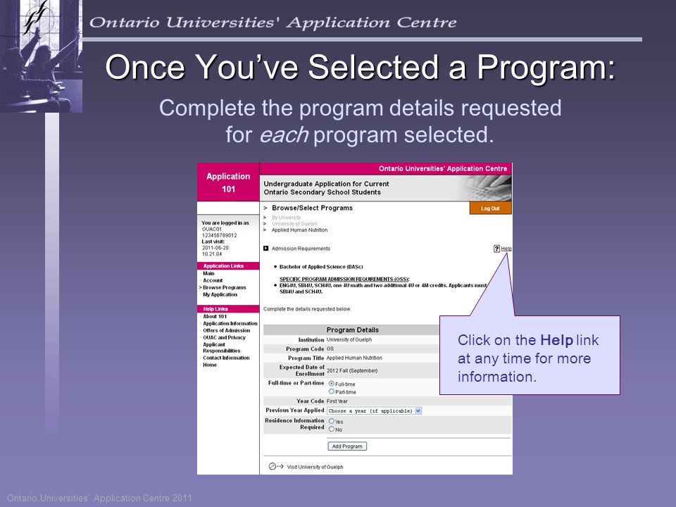 Complete the program details requested for each program selected.