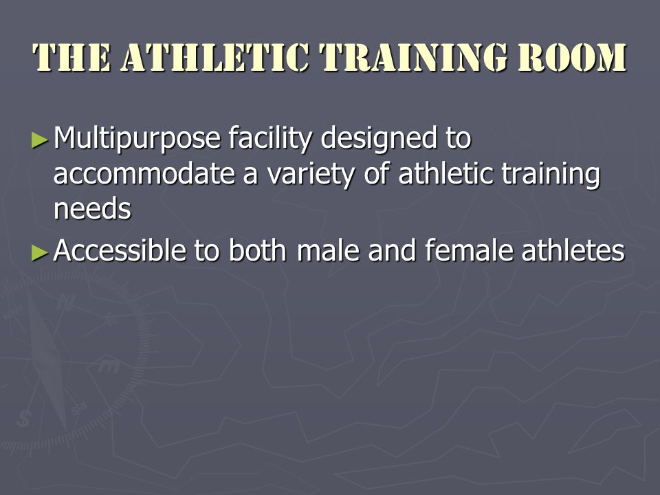 ► Multipurpose facility designed to accommodate a variety of athletic training needs ► Accessible to both male and female athletes