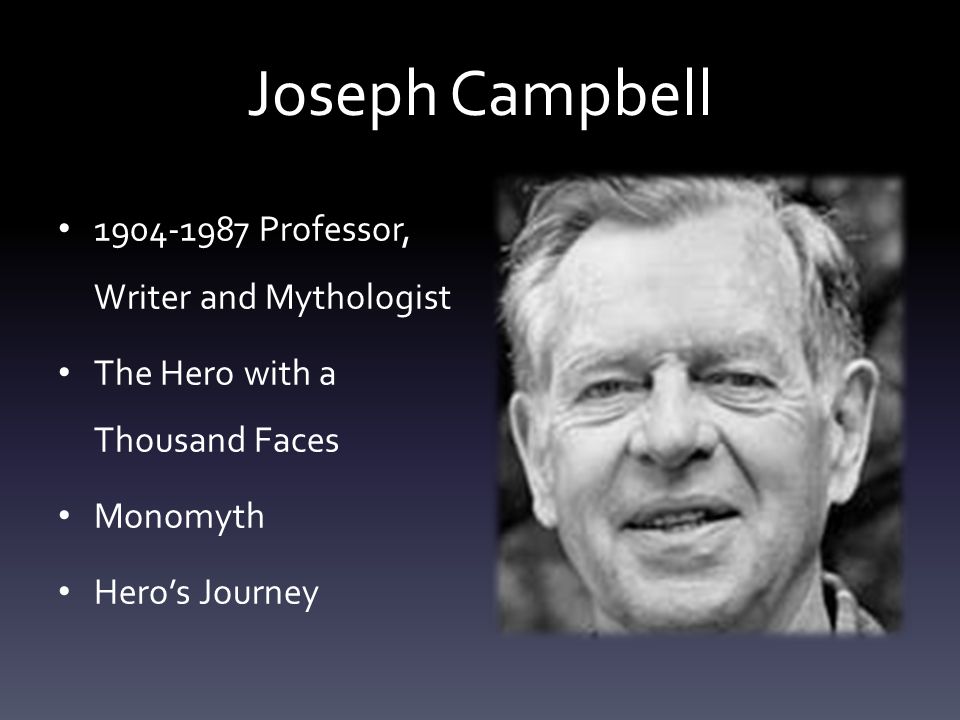 Joseph Campbell Professor, Writer and Mythologist The Hero with a Thousand Faces Monomyth Hero’s Journey