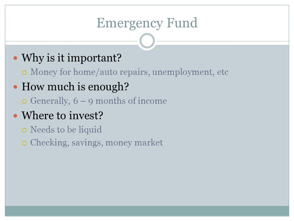 Emergency Fund Why is it important.