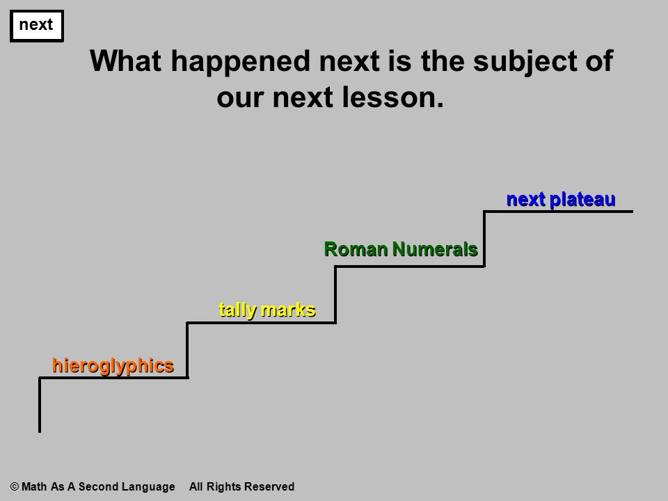 next What happened next is the subject of our next lesson.
