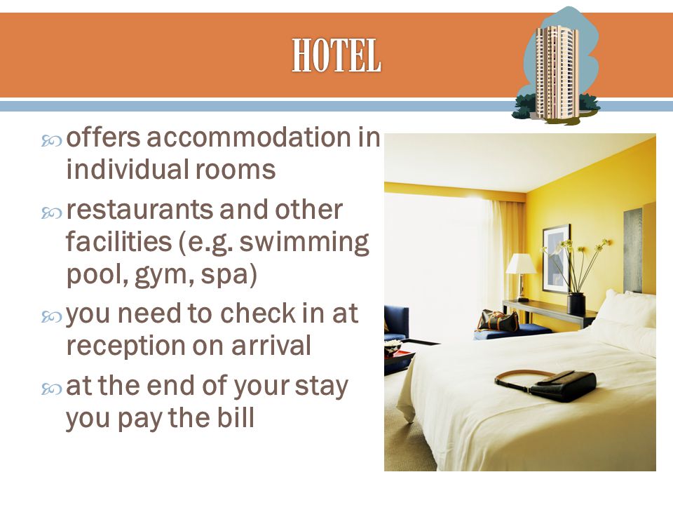  offers accommodation in individual rooms  restaurants and other facilities (e.g.