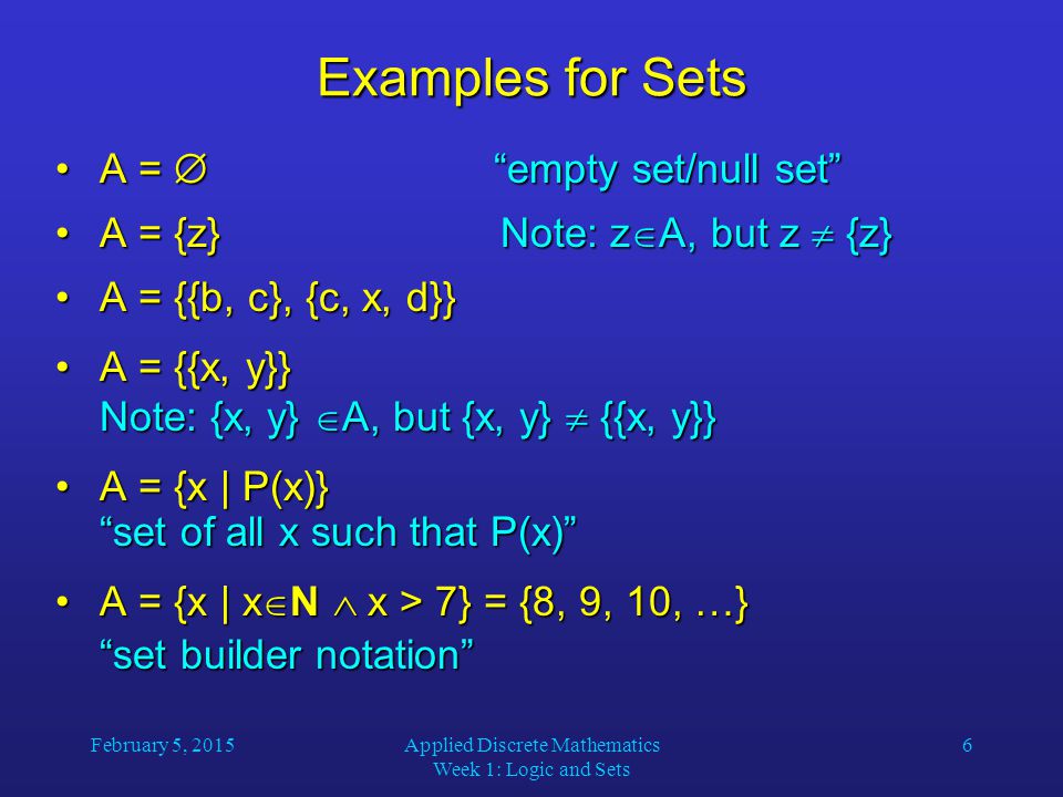 February 5, 2015Applied Discrete Mathematics Week 1: Logic and Sets 1  Homework Solution PQ  (P  Q) (  P)  (  Q)  (P  Q)  (  P)  (  Q)  truetruefalsefalsetrue. - ppt download