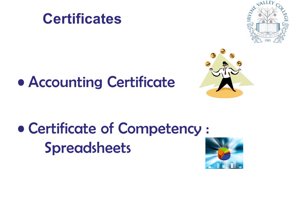 Certificates Accounting Certificate Certificate of Competency : Spreadsheets
