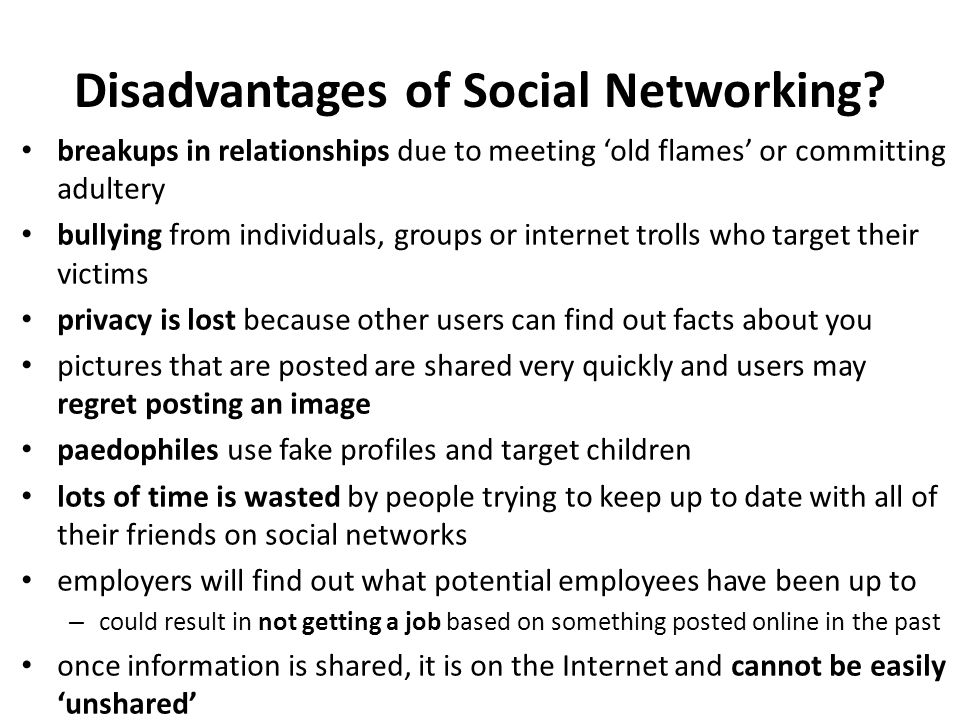 Disadvantages of Social Networking.