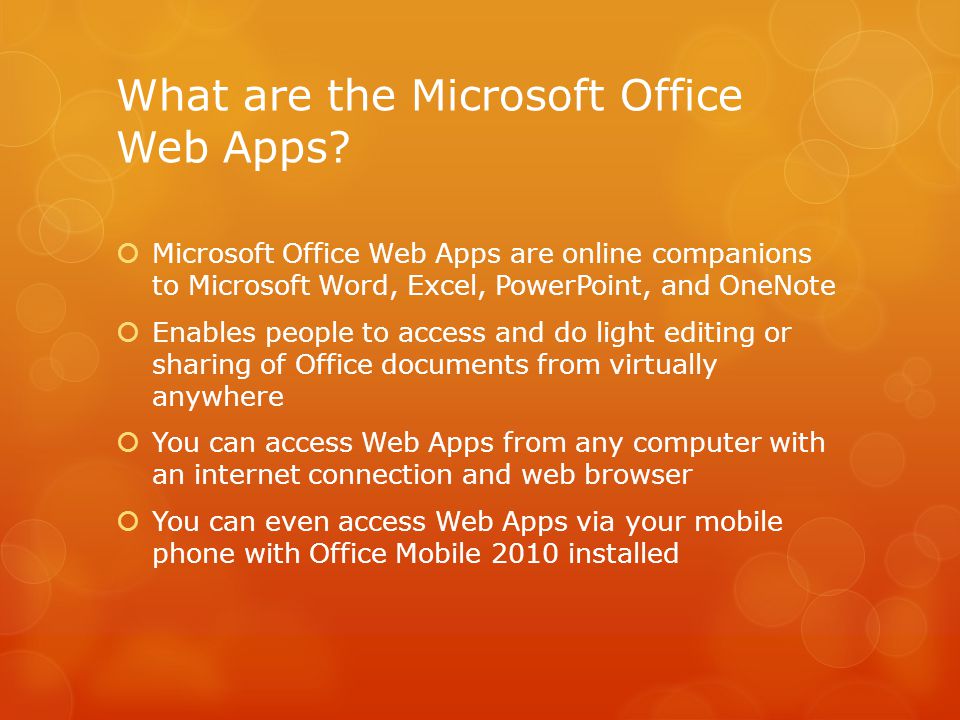 What are the Microsoft Office Web Apps.