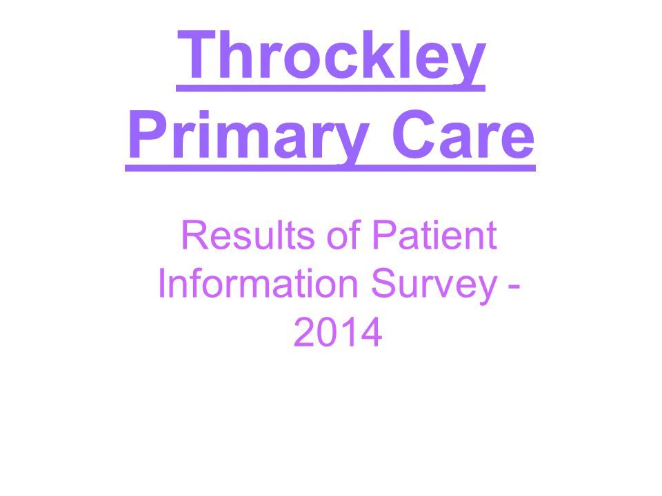 Throckley Primary Care Results of Patient Information Survey
