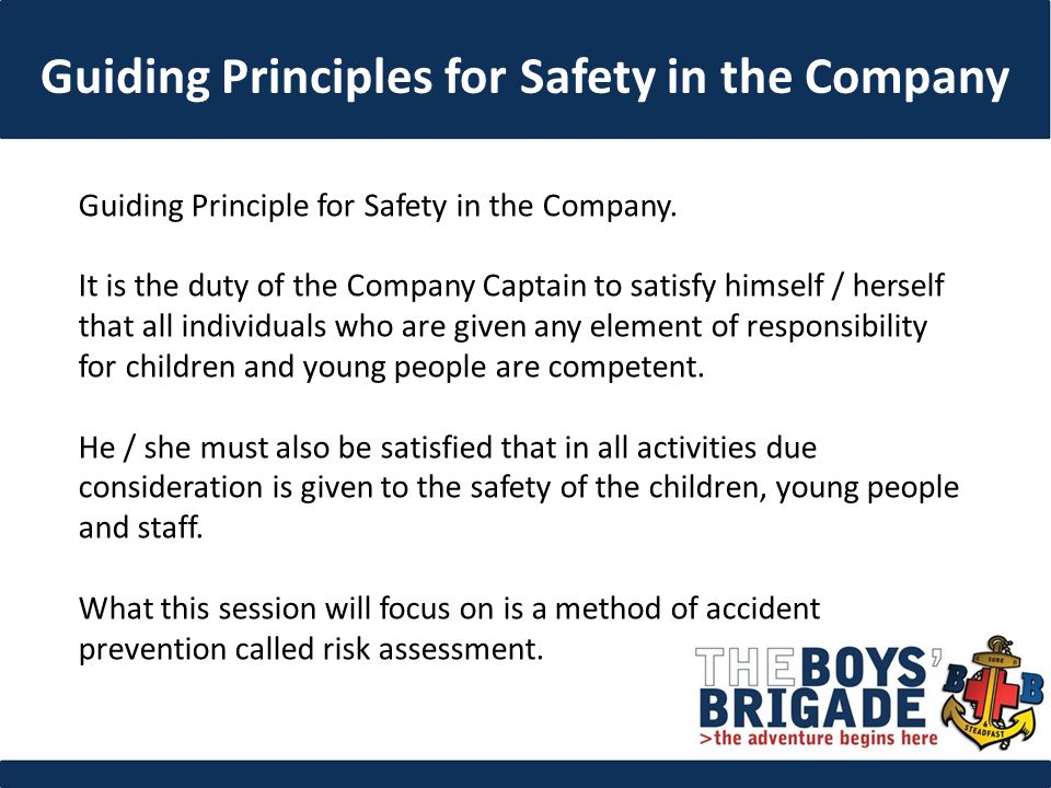 Guiding Principle for Safety in the Company.
