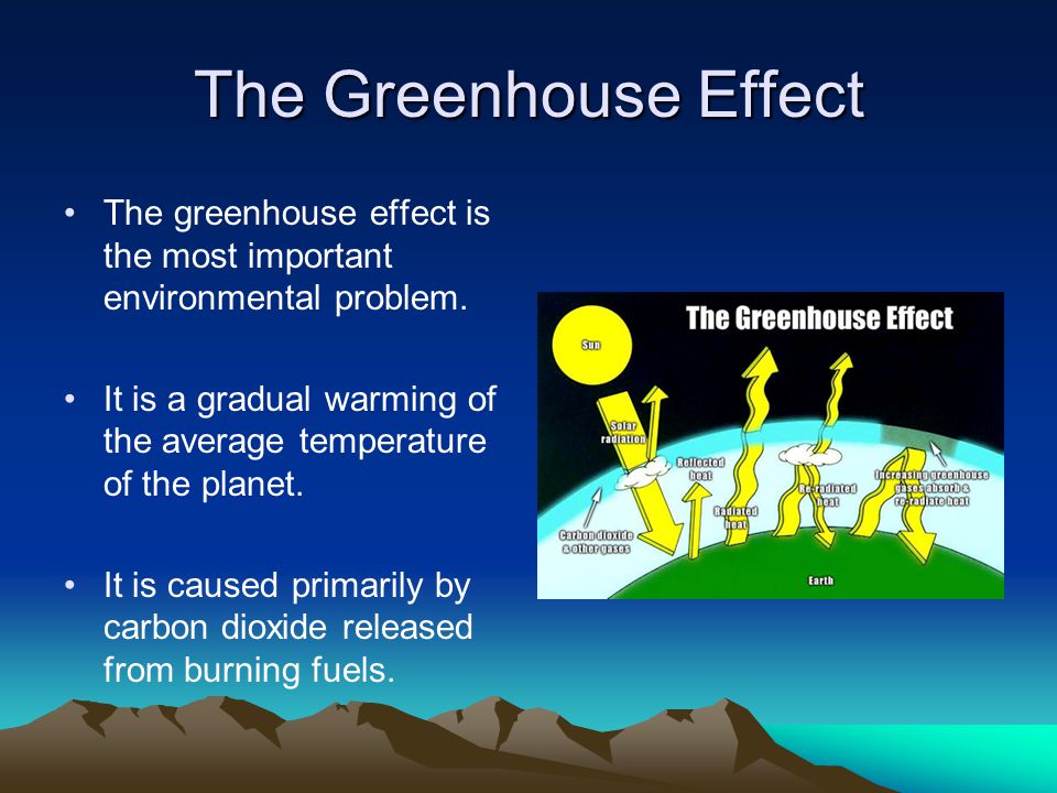The Greenhouse Effect The greenhouse effect is the most important environmental problem.