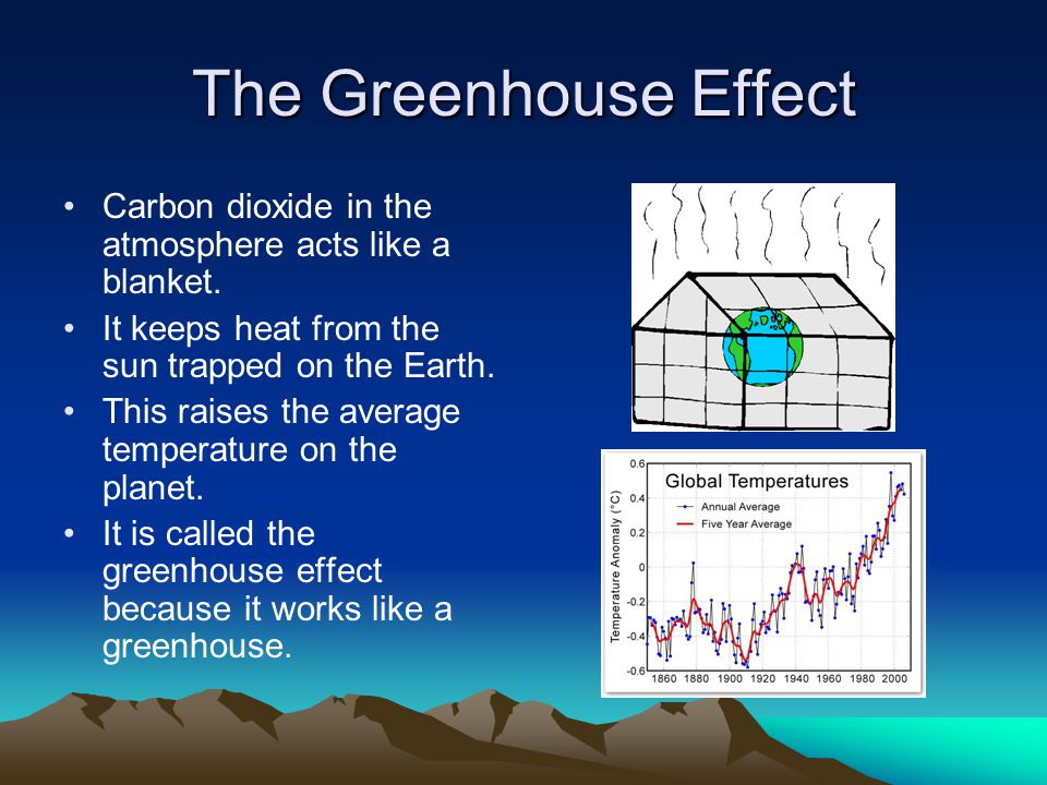 The Greenhouse Effect Carbon dioxide in the atmosphere acts like a blanket.