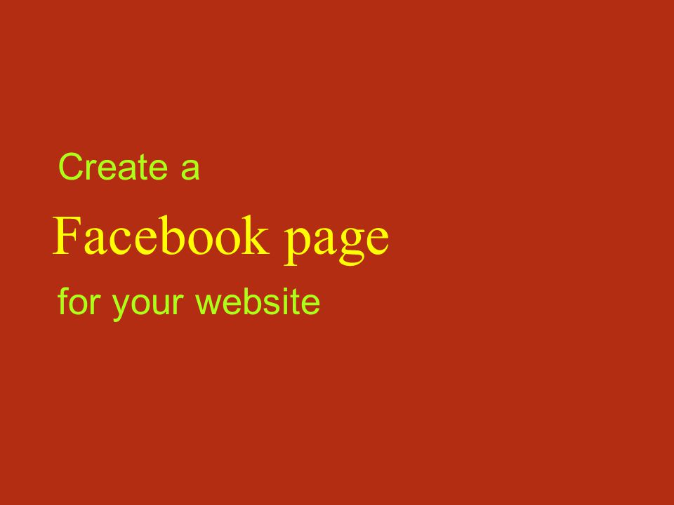 Create a Facebook page for your website