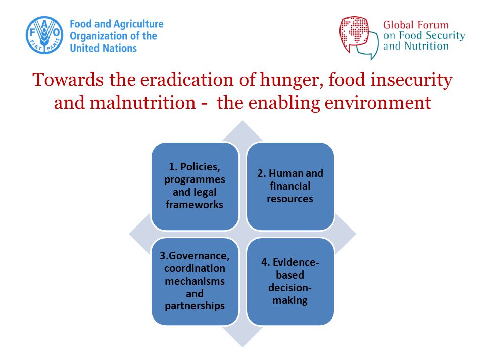 Towards the eradication of hunger, food insecurity and malnutrition - the enabling environment 1.