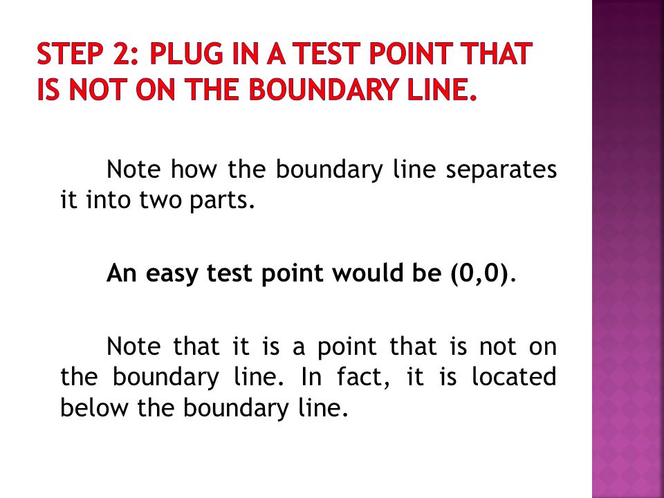  Putting it all together, we get the following boundary line for this problem: