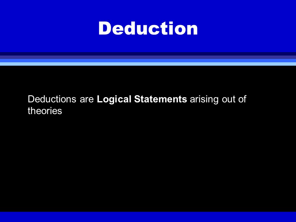 Deduction Deductions are Logical Statements arising out of theories