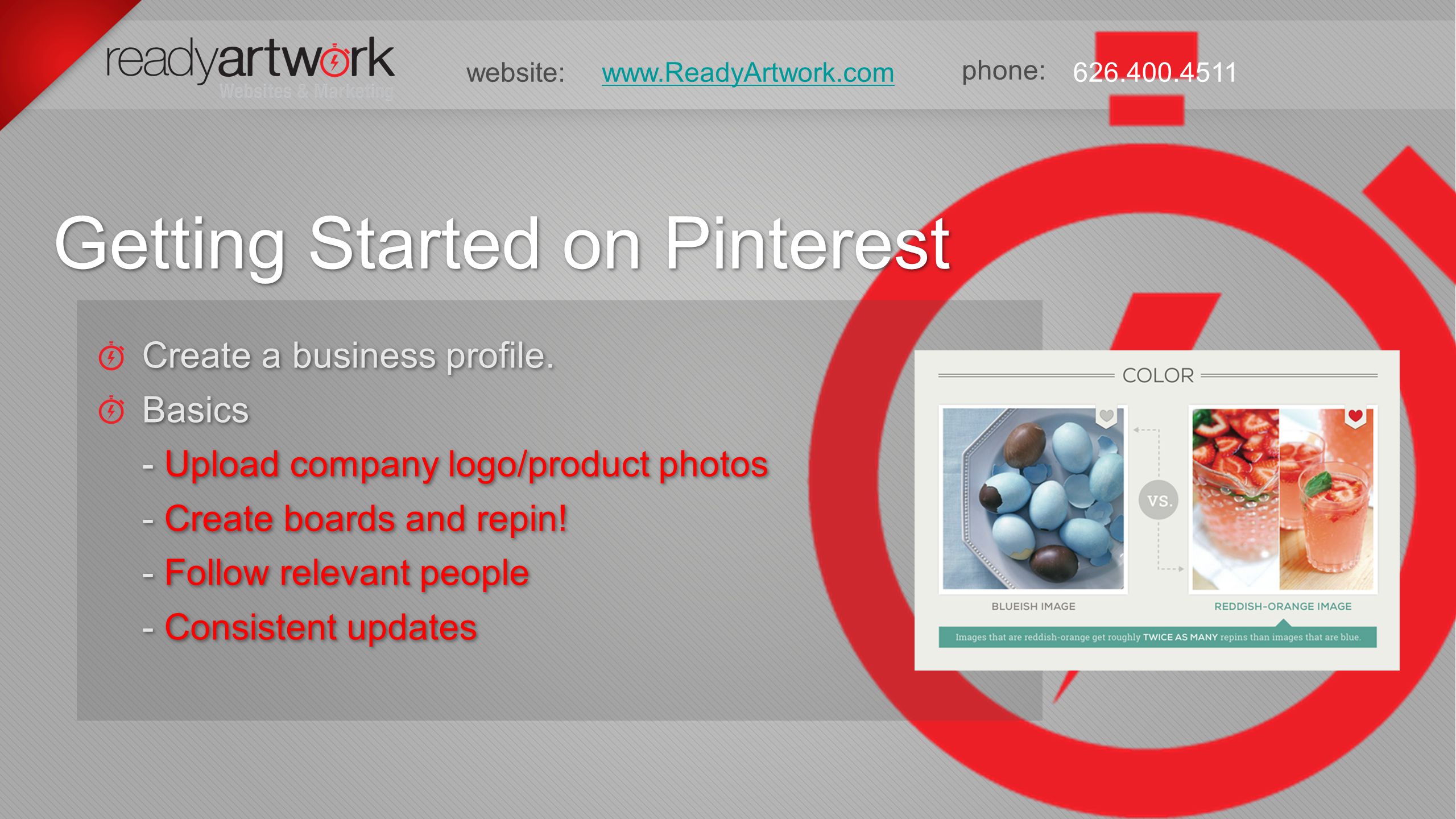 phone: website: Getting Started on Pinterest Getting Started on Pinterest Create a business profile.