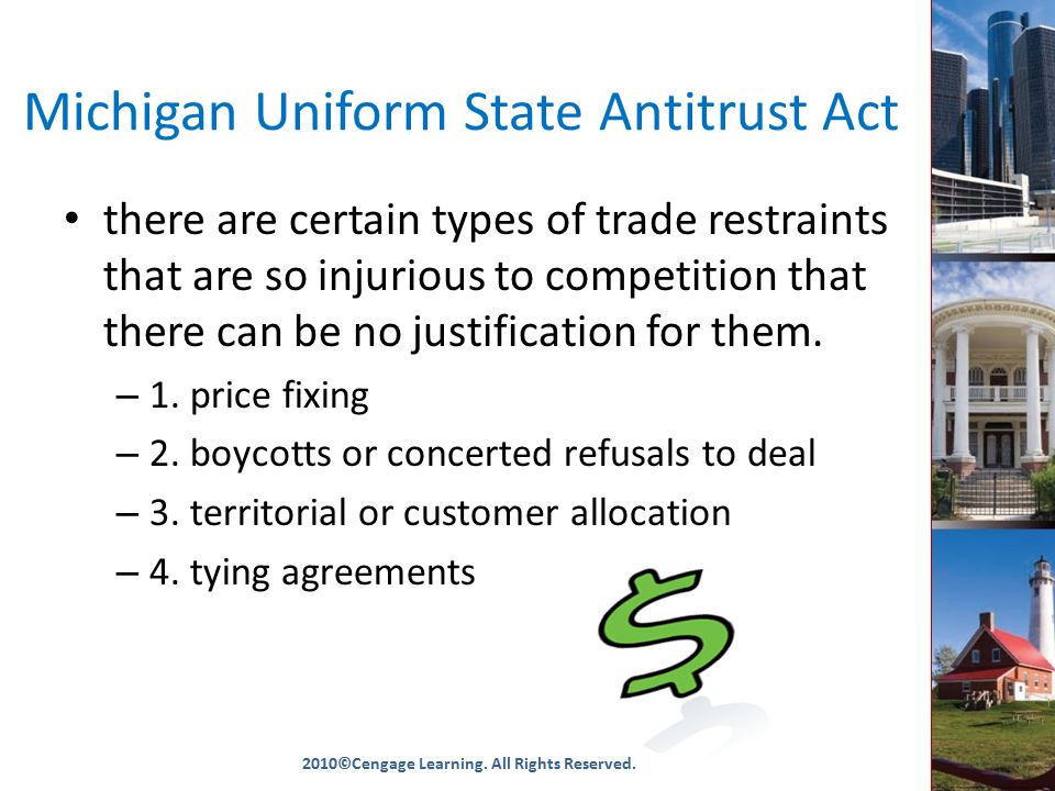 Michigan Uniform State Antitrust Act there are certain types of trade restraints that are so injurious to competition that there can be no justification for them.