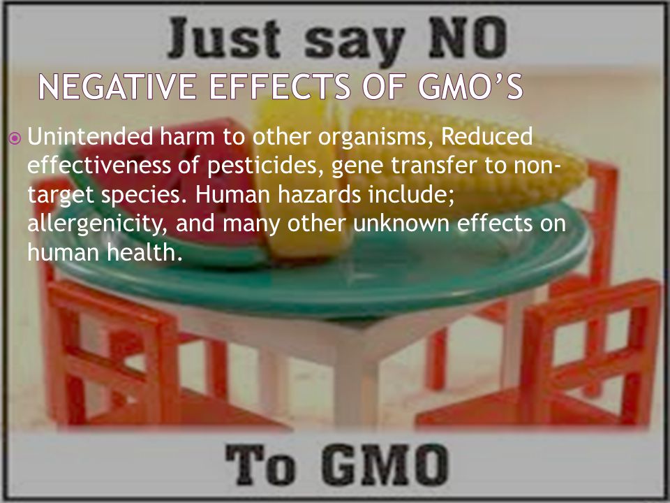  Unintended harm to other organisms, Reduced effectiveness of pesticides, gene transfer to non- target species.