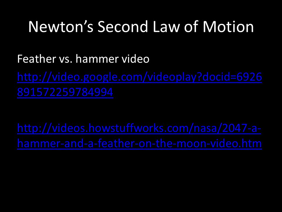 Newton’s Second Law of Motion Feather vs.