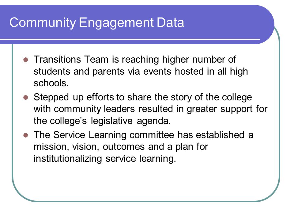 Community Engagement Data Transitions Team is reaching higher number of students and parents via events hosted in all high schools.