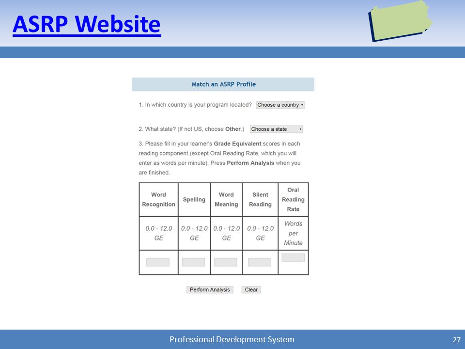 Professional Development System ASRP Website 27