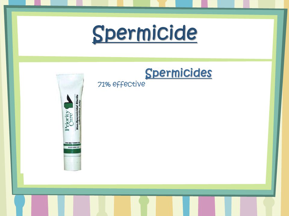 Spermicide Spermicides 71% effective
