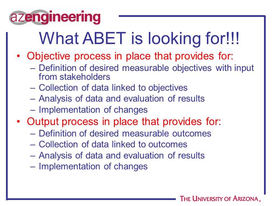 What ABET is looking for!!.