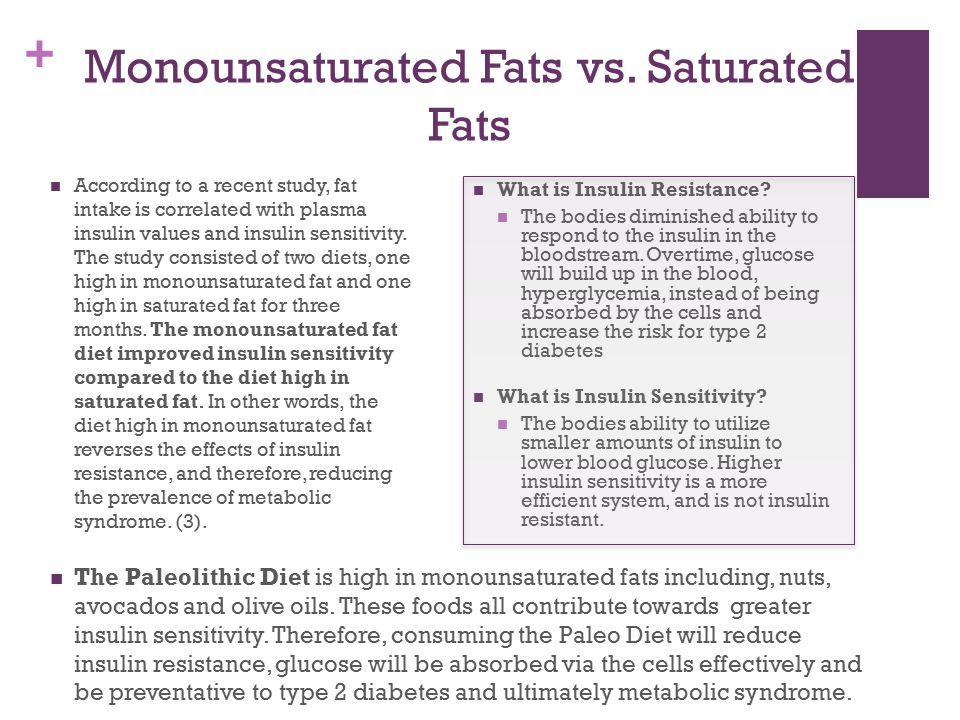 + Monounsaturated Fats vs. Saturated Fats What is Insulin Resistance.