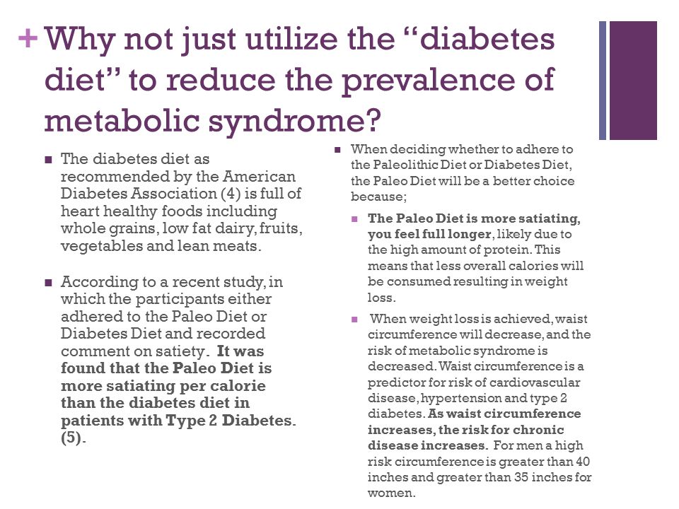 + Why not just utilize the diabetes diet to reduce the prevalence of metabolic syndrome.