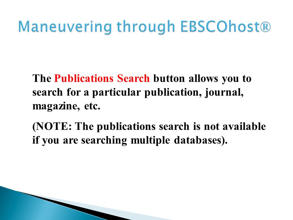 The Subjects (or Thesaurus) Search button can be used to locate listings of periodicals or other publications that contain the subject (topic) you are looking for.
