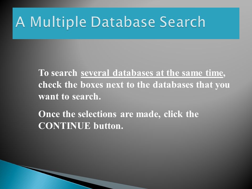 To search a single database, click on the database name.