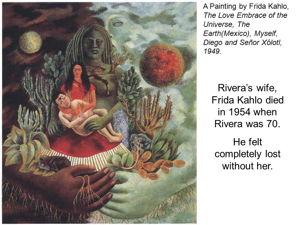 A Painting by Frida Kahlo, The Love Embrace of the Universe, The Earth(Mexico), Myself, Diego and Señor Xólotl, 1949.