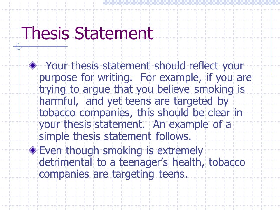 a thesis statement about smoking