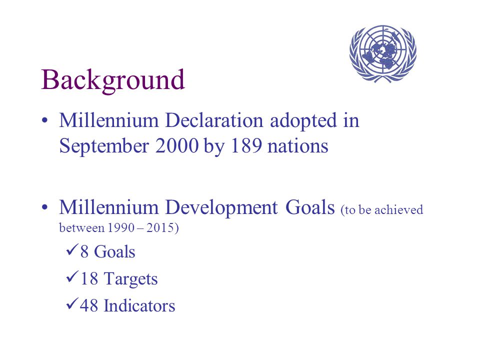 Millennium Development Goals MDGs The Importance of MDGs: a Global Perspective by Olympios Katsiaouni UN-DESA Moscow, November 2002