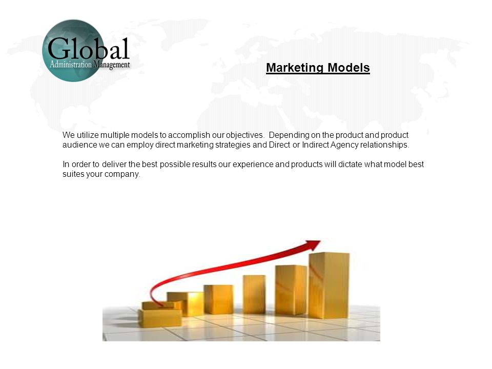 Marketing Models We utilize multiple models to accomplish our objectives.