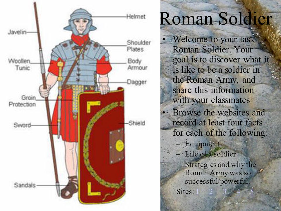 Roman Soldier Welcome to your task Roman Soldier.