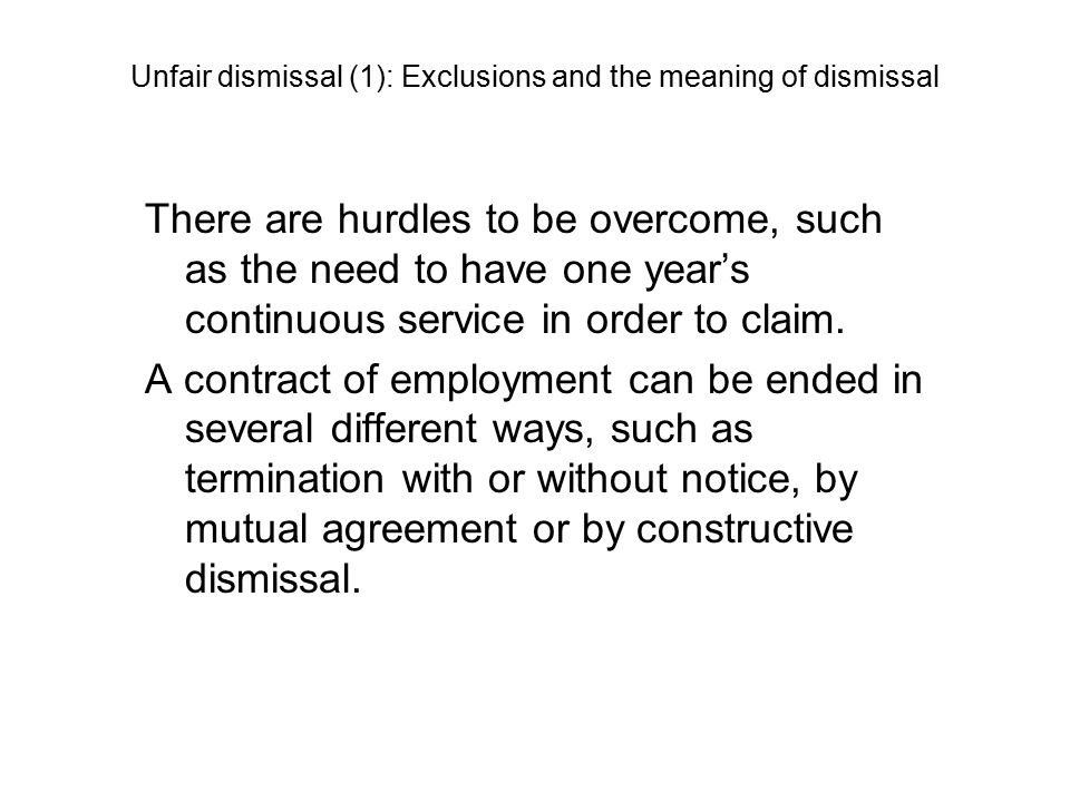 CHAPTER 12 Unfair dismissal (1): Exclusions and the meaning of dismissal. -  ppt download