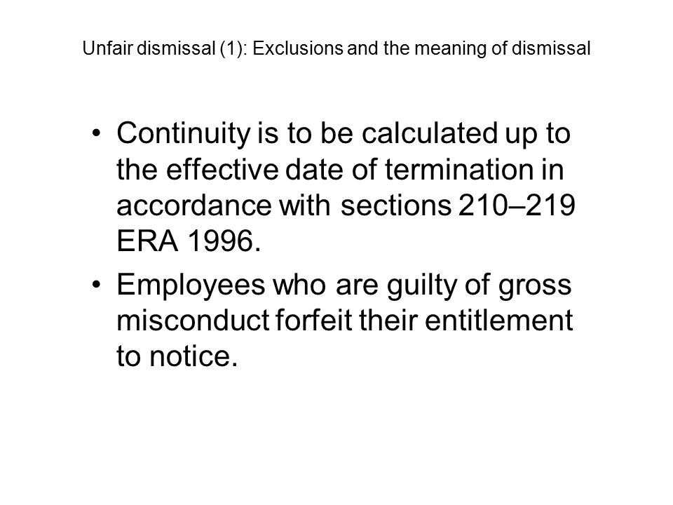 PPT - CHAPTER 12 Unfair dismissal (1): Exclusions and the meaning of  dismissal PowerPoint Presentation - ID:1219505